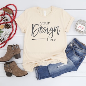 Mockup Tshirt SOFT CREAM Bella Canvas 3001 Mockup Flat Lay Mockup TShirt Mock ups  Mockup T-shirt Mock up Shirt Mockup Mockups Mock ups