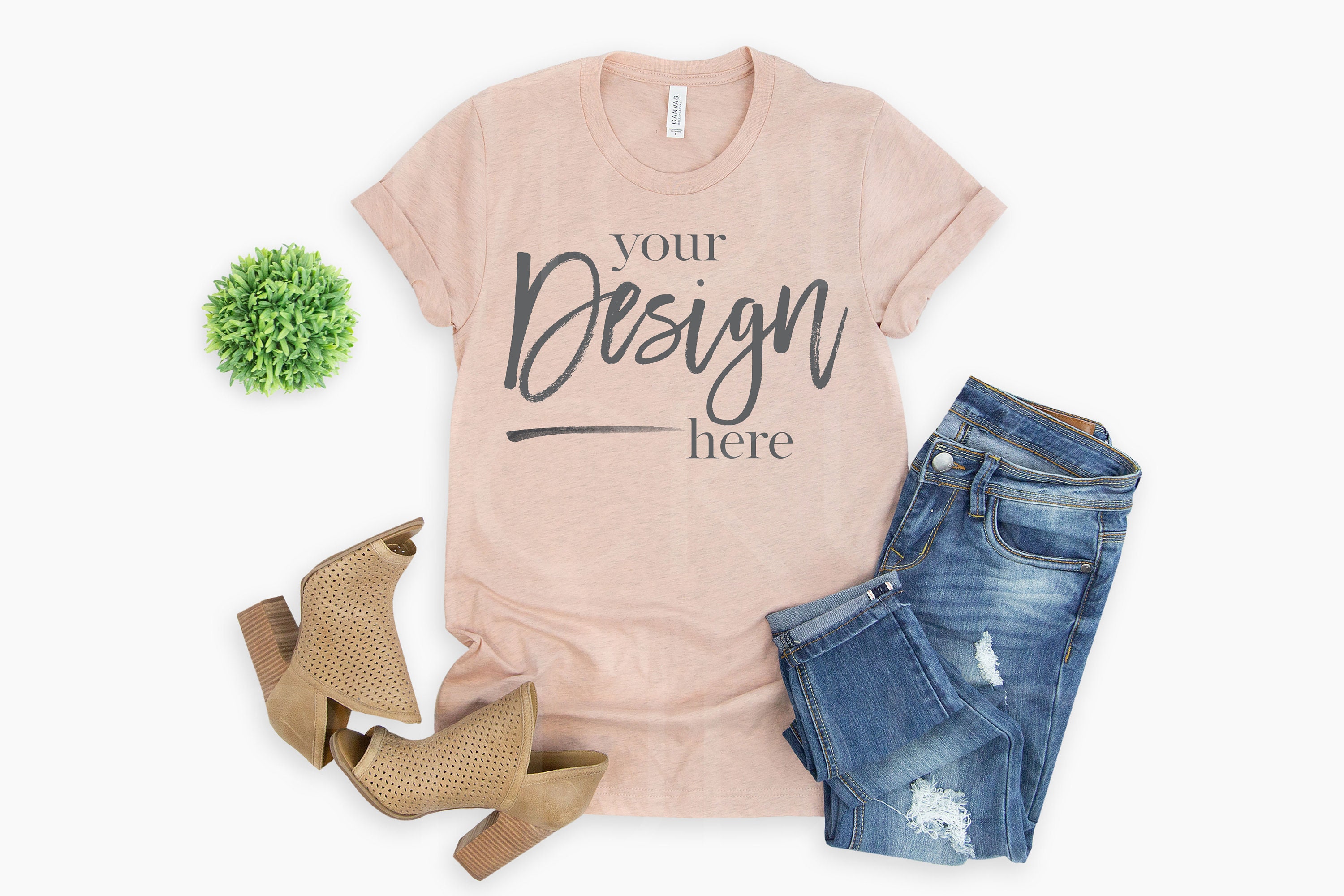 Download HEATHER PRISM PEACH Bella Canvas 3001 T-Shirt Mockup Women | Etsy