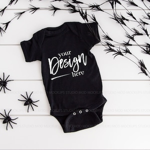 Baby Mockup | BLACK, Baby Bodysuit Mockup, Baby Mock up, Rabbit Skins Mockup, Rabbit Skins 4400 Mockups, Baby Mock-up, Halloween Mockup