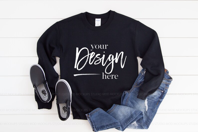 Download Gildan 18000 Mockup Sweatshirt Mockup BLACK Sweatshirt t ...