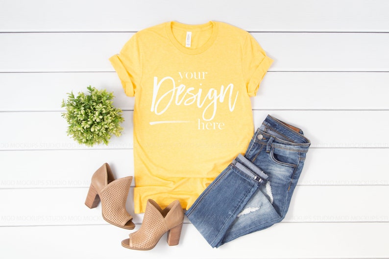 Download Tshirt Mockup Bella Canvas 3001 Tee Mockup Heather Yellow Flat Lay Mock Up Shirt Clothing Mockups Digital Mockup Flat Lay T Shirt Mockup Art Collectibles Photography Delage Com Br