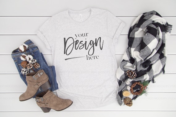 Tshirt Mockup Bella Canvas 3413 Mockup Tshirt White Fleck Etsy
