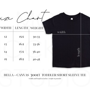 Bella Canvas 3001T Mockup Size Chart | 3001T Size Chart | Size Chart Bella 3001T | Bella Canvas Size Chart Youth | Bella Canvas Size Guide