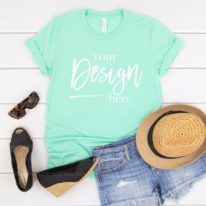 3413 Mockup Bella Canvas T-shirt Mockup Tshirt Mint Triblend Flat Lay Mock up Shirt Mockup Digital Mockup Clothing Mockups Mockup T shirt