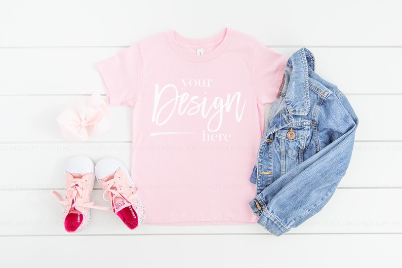 Download Kids Shirt Mockup 3001T PINK Girls Shirt Mockup Flat Lay Shirt | Etsy