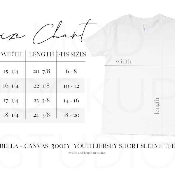 3001y Sizing Chart Etsy Canada