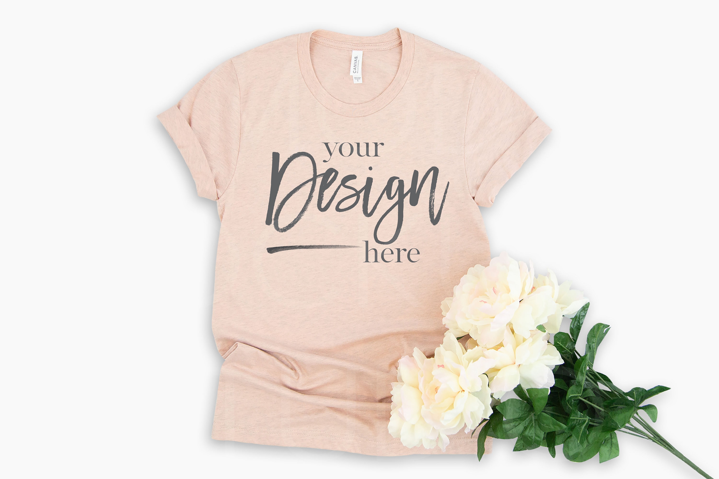 Download HEATHER PRISM PEACH Bella Canvas 3001 Mockup T-Shirt ...