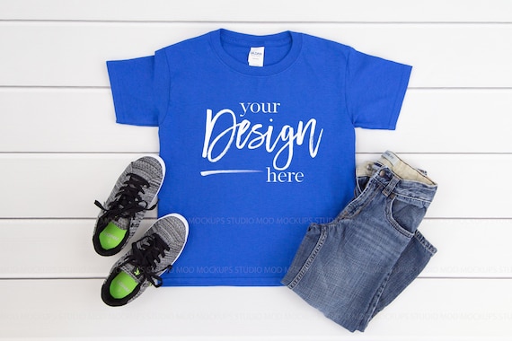 Download Blue T Shirt Mockup Gildan Youth 5000b Royal Blue Boys Tshirt Etsy