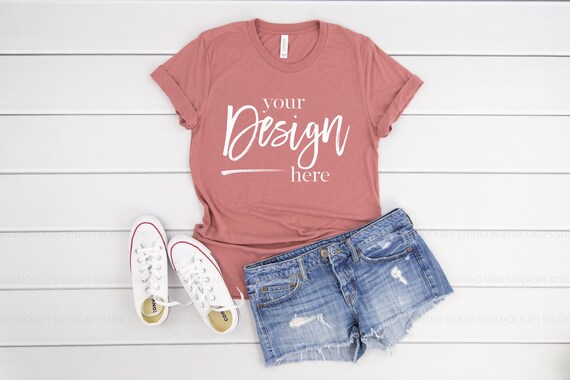 Tshirt Mockup Mauve Triblend Bella Canvas 3413 Tee Mockup Flat Etsy