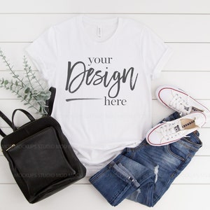 T-Shirt Mockup Kleidung Mockups Tee Mockup Bella Canvas 3001 Tshirt Mockup WHITE Shirt Digital Mockup Bella Canvas Mockup Flat Lay
