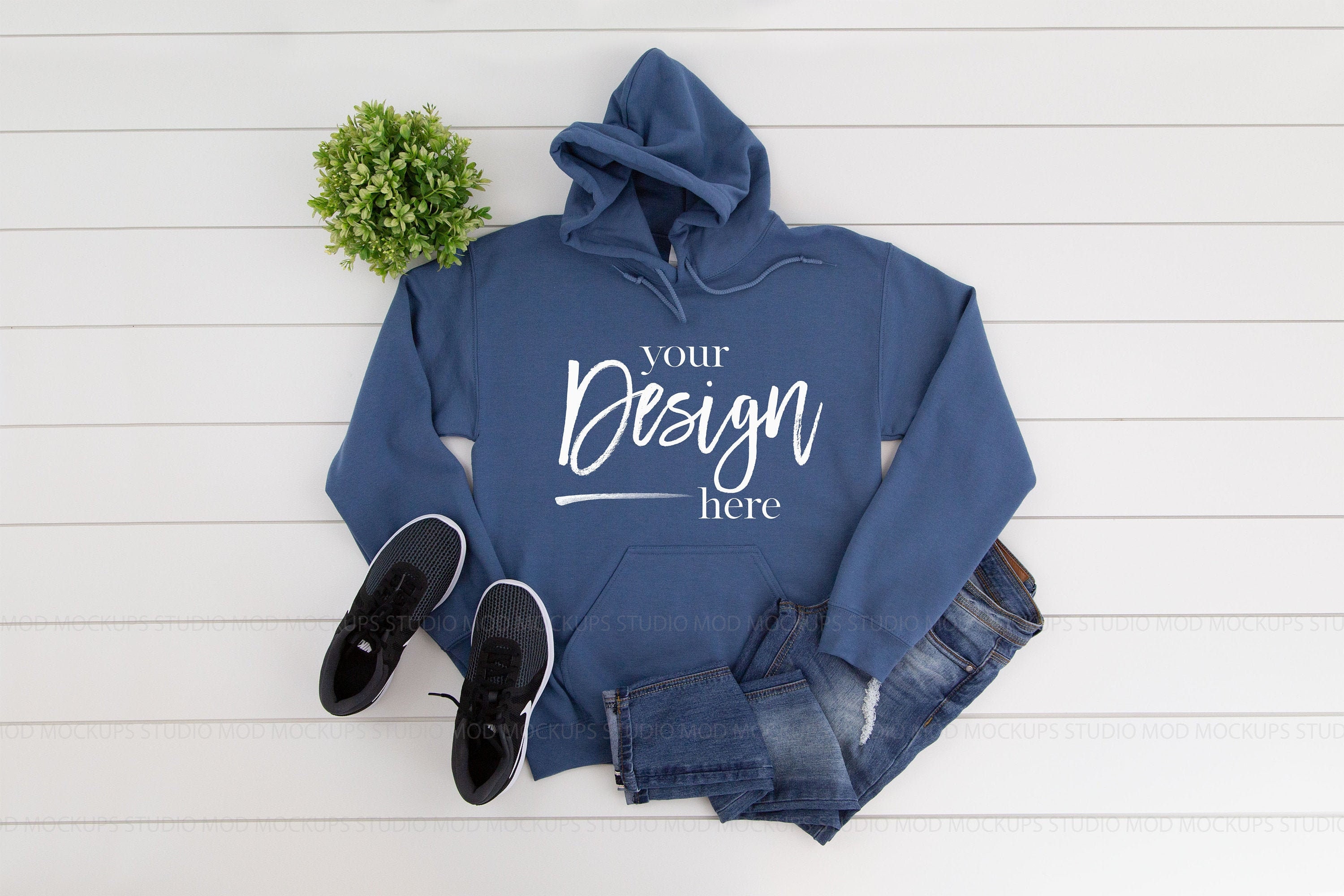 Download Hoodie Mockup INDIGO BLUE Sweatshirt mock up Gildan 18500 ...