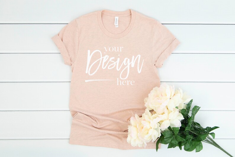 Download HEATHER PRISM PEACH Bella Canvas 3001 Mockup T-Shirt ...