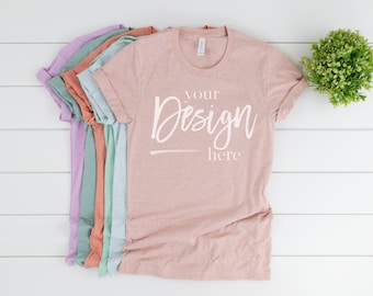 Bella Canvas 3001 Mockup Tshirt Mockup Tshirt Heather Prism Flat Lay Mock up Shirt Mockup Digital Mockup Clothing Mockups Tee Mockup Tshirt