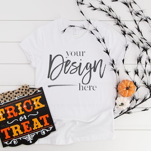Tshirt Mockup Halloween Mockup Bella Canvas Mockup WHITE Tee Mockup Bella Canvas 3001 Flat Lay Shirt Clothing Flat Lay T-shirt Mockup