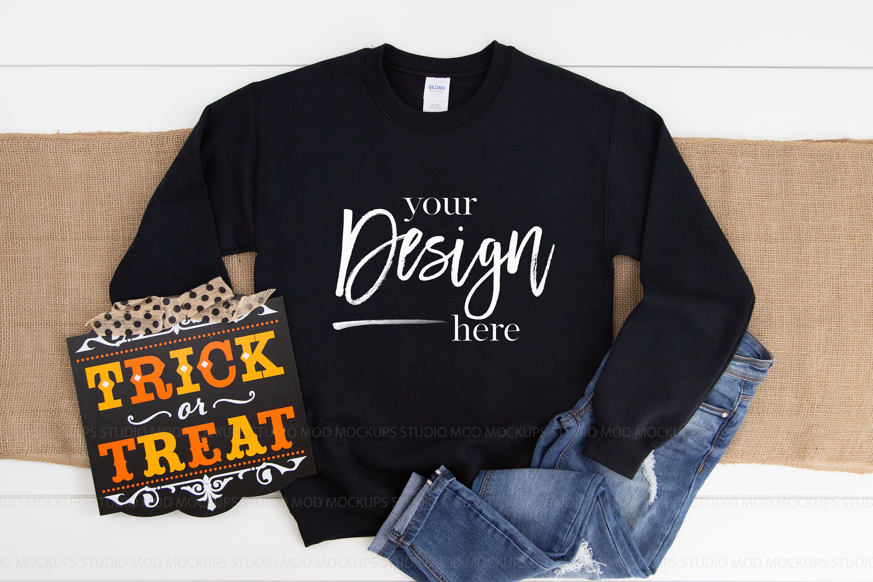 Download Halloween Mockup Sweatshirt Mockup Gildan 18000 Mockup ...