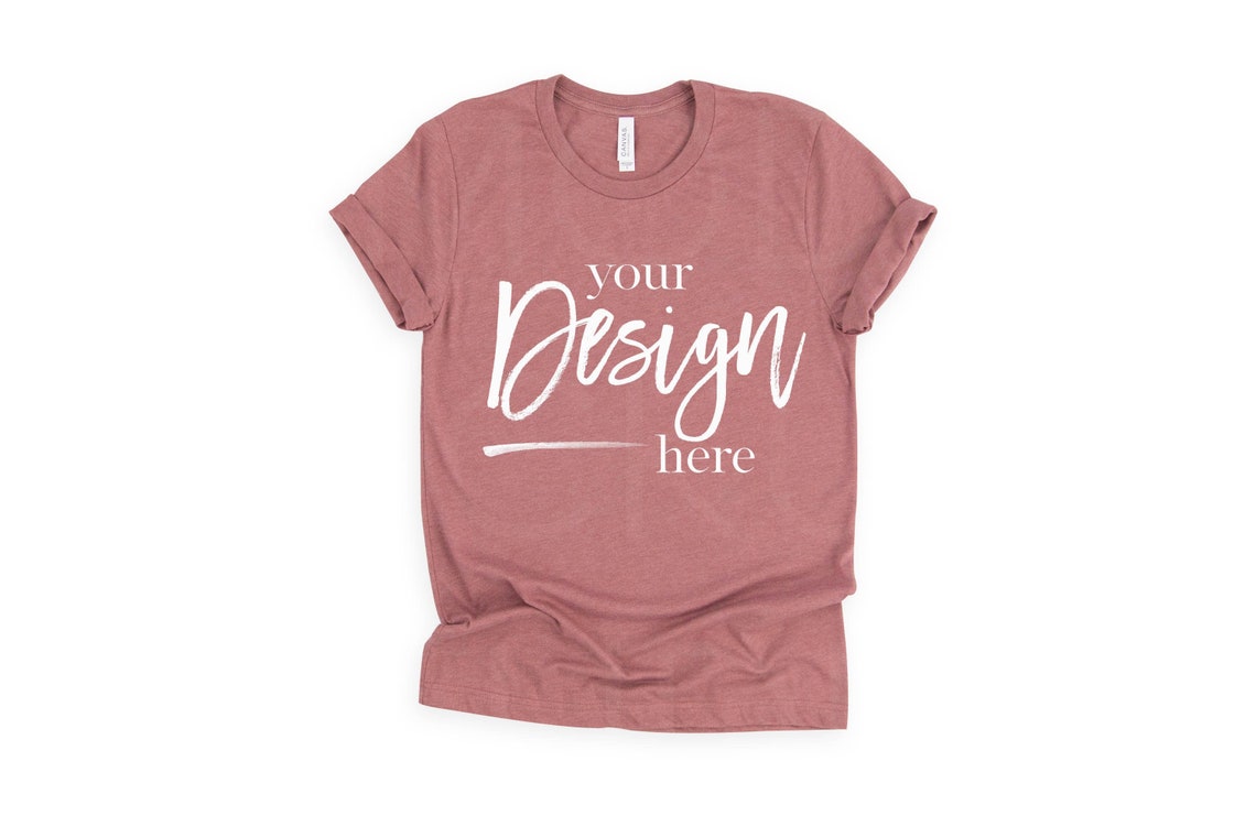 Download HEATHER MAUVE Bella Canvas 3001 T-shirt Mockup T-Shirt ...