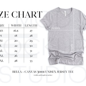 Bella Canvas Size Chart Bella 3001 Size Chart Bella Canvas 3001 Size ...