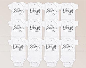 12 Month Mockup Baby Bodysuit Mockup Bodysuit Mockup Baby Mockup Infant Mockup Unisex Bodysuit Flat Lay Baby Mock up Baby Shirt Mockup