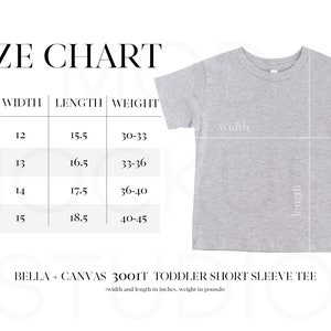 Size Chart Bella 3001T | Bella Canvas Size Guide | Bella Canvas Size Chart Youth | Bella Canvas 3001T Mockup Size Chart | 3001T Size Chart