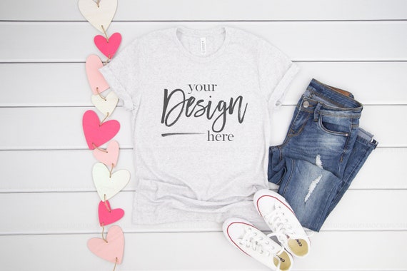Valentine T Shirt Mockup White Fleck Triblend Bella Canvas Etsy