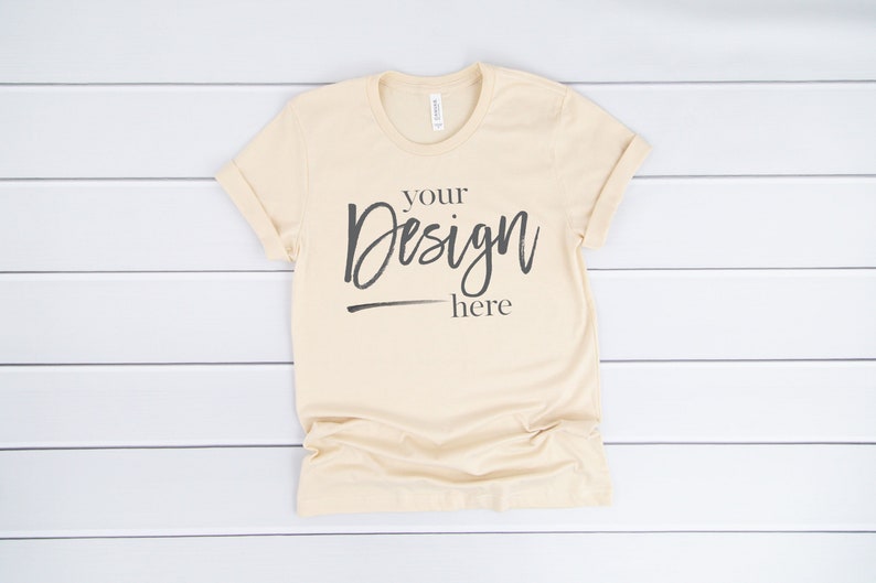 Mockup Tshirt Soft Cream Shirt Mockup Women Tshirt Mockup Tee Mockup Clothing Mockups Digital Mock up Shirt Tshirt Flat Lay Mockup