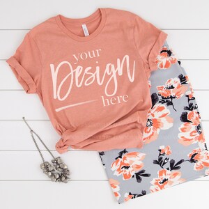 Mockup Tshirt Women Tshirt Mockup Tee Mockup Shirt Mockup Clothing Mockups Heather Prism Sunset Digital Mock up Shirt Tshirt Flat Lay Mockup