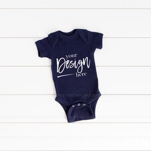 Rabbit Skins 4400 Mockups, NAVY, Baby Mockup, Baby Bodysuit Mockup, Baby Mock up, Rabbit Skins Mockup, Baby Mock-up Stock Photo