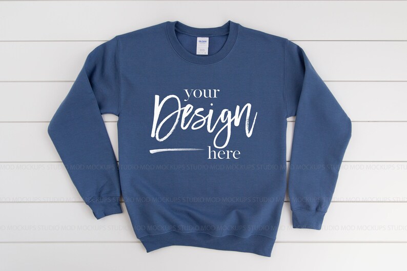 Download Gildan 18000 Mockup INDIGO BLUE Sweatshirt Sweatshirt ...