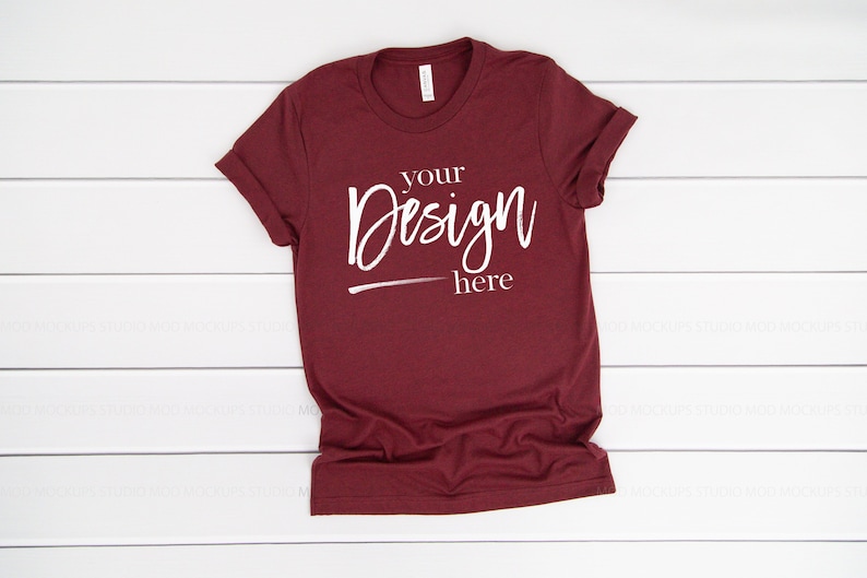 Heather Cardinal Bella Canvas 3001 T Shirt Mockup Bella Etsy