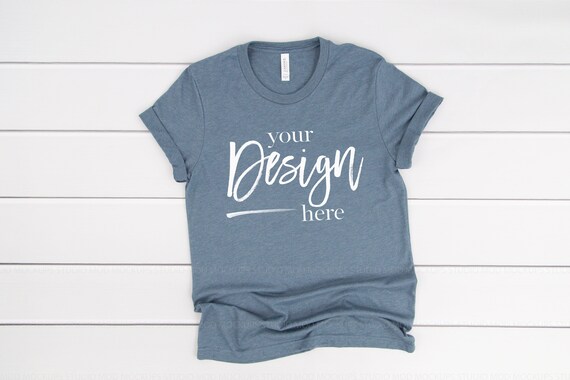 Mockup Tshirt Heather Slate Shirt Mockup Women Tshirt Mockup Tee Mockup Clothing Mockups Digital Mock up Shirt Tshirt Flat Lay Mockup