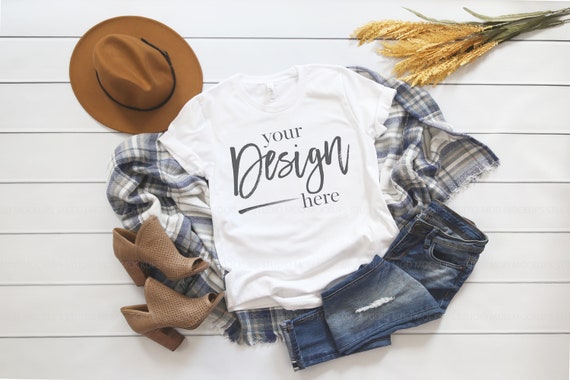 Bella Canvas 3001 White T Shirt Mockup Fall Mockup Etsy