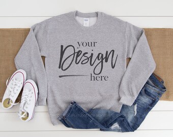 Gildan 18000 Mockup Sweatshirt Mockup Farmhouse mockup Fall Mockup SPORT GREY Sweatshirt t-shirt mockup Gildan Mockup Sweatshirt Mock up