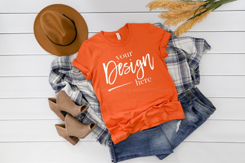 Download Bella Canvas 3001 Burnt Orange T-shirt Mockup Fall Mockup | Etsy