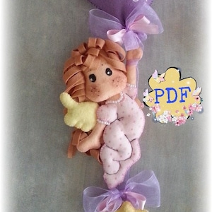 Modello Fiocco nascita baby Angioletto con palloncino PDF, stile Tilda, cucito creativo banner nascita, regalo, decorazione camera