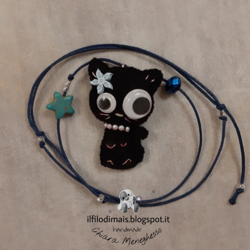 TingHaoO Set di 2 eleganti braccialetti per coppia, intrecciati a mano, con ciondolo a forma di gatto, catena da polso colorata, gioielli da indossare tutti i giorni