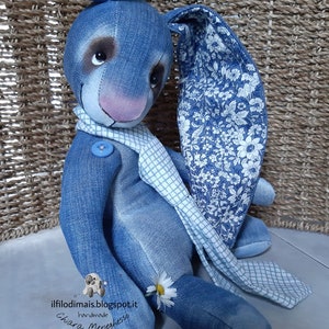 PDF pattern of a rabbit and a hare in jeans - Creative sewing tutorial using recycled denim or fabric, step by step image 2
