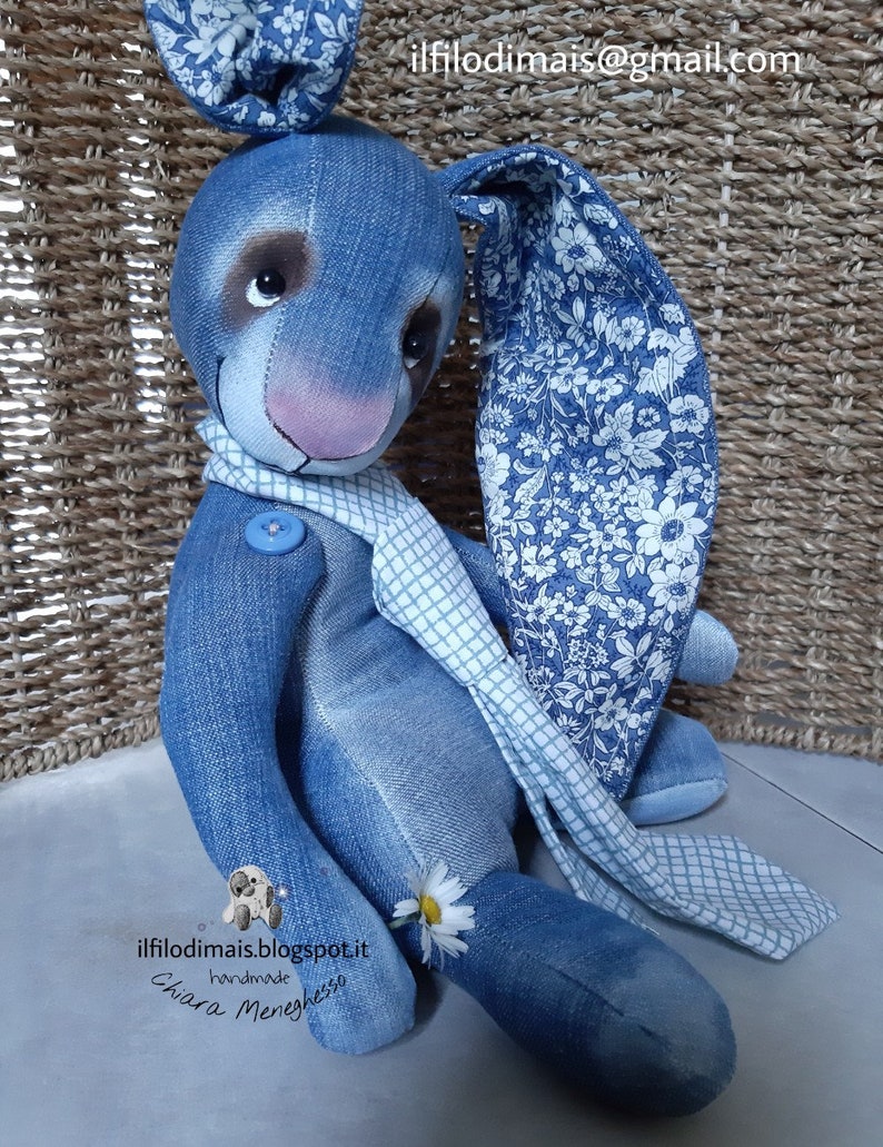 PDF pattern of a rabbit and a hare in jeans - Creative sewing tutorial using recycled denim or fabric, step by step image 2