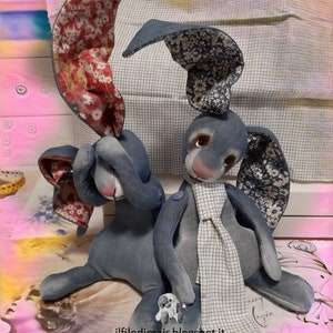 PDF pattern of a rabbit and a hare in jeans - Creative sewing tutorial using recycled denim or fabric, step by step image 6