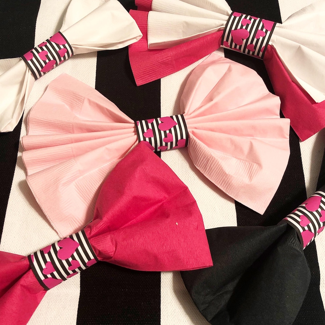 Pink Hearts Selfadhesive Paper Napkin Bands Etsy