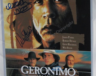 Authentic Wes Studi and Director Walter Hill signed GERONIMO authentic signed 14 x 11 photo. Not a copy or print Registered Dealer