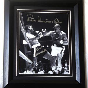 ルービン・ハリケーン・カーター直筆サイン入り、エミール・グリフィス直筆サイン入りBOXING（マット加工・額装）。正規ディーラー。コピーや印刷されたサインではありません。