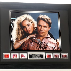 Arnold Swarzenegger signed SHARON STONE Signed "Total Recall"   authentic signed 10 x 8  Photo Framed Registered  Dealer  Licensed Items