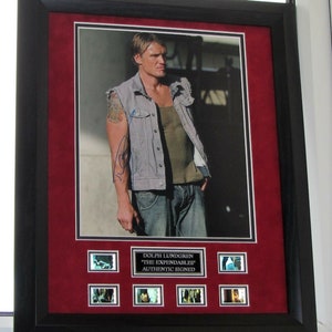 DOLPH LUNDGREN signed Expendables Framed authentic 10 x 8  Photo Framed  Registered  Dealer Not copy or printed signature