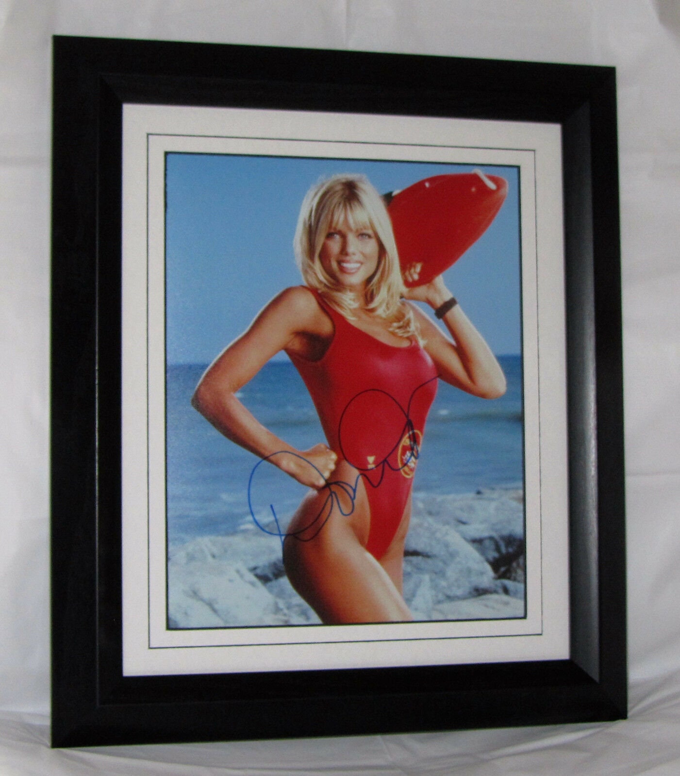 Donna D'errico Signed "Baywatch" 1989 guaranteed authentic. Hand matted and framed.  Registered Dealer  NOT Copy or Printed