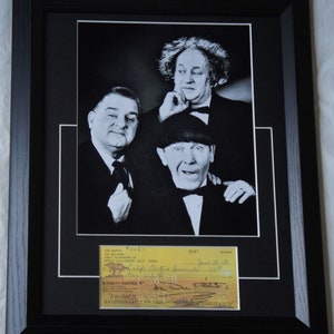 JOE DE RITA Signed The Three Stooges check / cheque Guaranteed Authentic  Registered Dealer Authentic signed Cheque  . Not Copy or  Printed