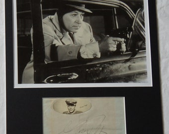GEORGE RAFT gesigneerd gematteerd display authentiek Niet ingelijst geregistreerd dealer Gematteerd gesigneerd blad met foto Authentiek, niet kopiëren of afdrukken