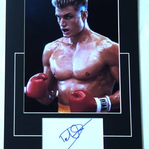 DOLPH LUNDGREN SIGNED Rocky Matted  signed Card Authentic not copy or print Registered Dealer