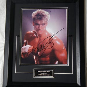 DOLPH LUNDGREN signed Rocky IV Framed authentic 10 x 8  Photo Framed  Registered  Dealer Not copy or printed signature