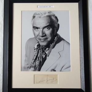 LORNE GREENE signierte BONANZA Schauspieler gerahmt mattierte Vintage signierte Karte Authentisch nicht kopieren oder drucken