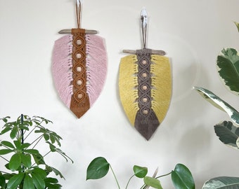 Macrame Leaf Wallhanger - Macrame Feather Wallhanger for Nursery, Home Decor | Perfect Birthday Gift for Wife, Mom, Christmas Gift